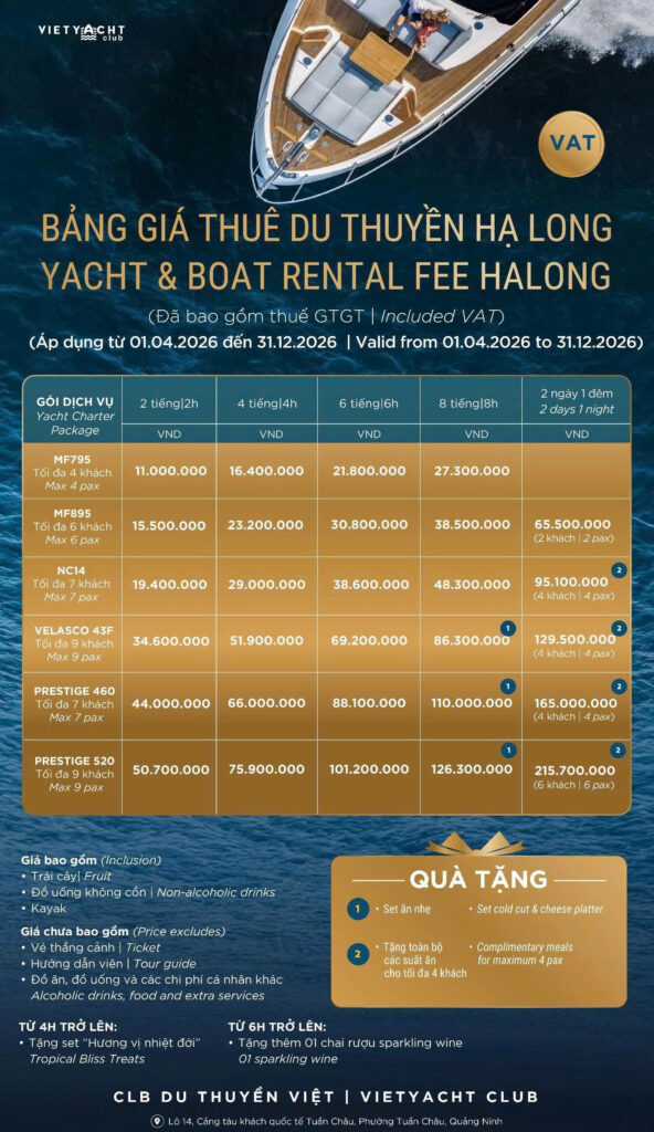 du thuyền cho thuê tại Hạ Long - Vietyacht Plus