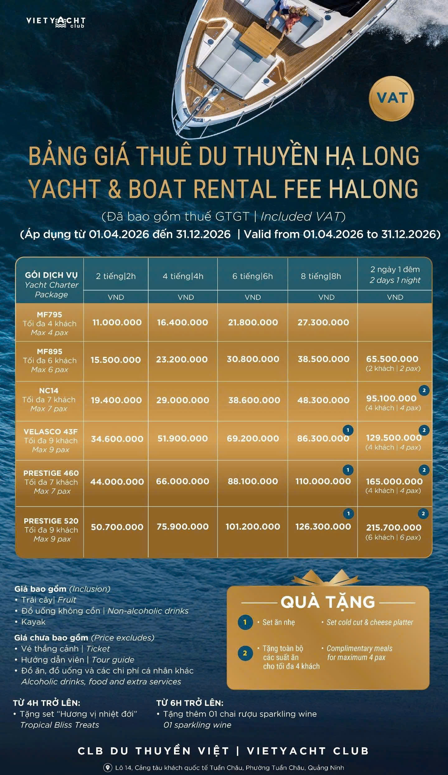 du thuyền cho thuê tại Hạ Long - Vietyacht Plus