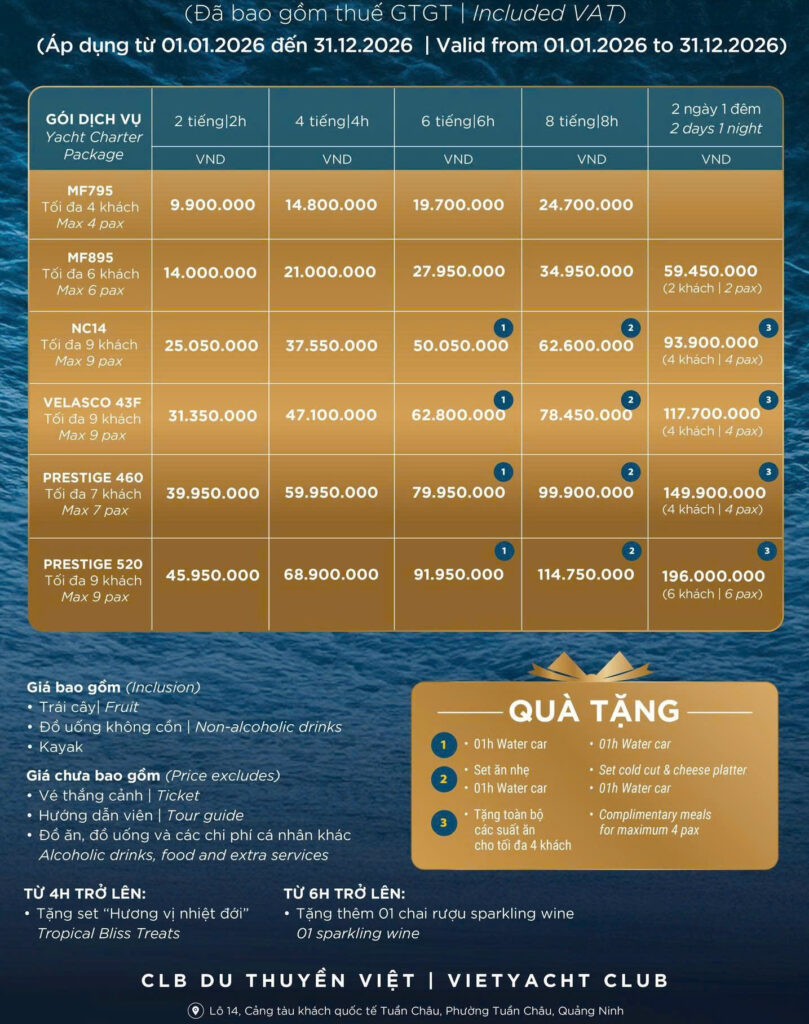 cho thue du thuyen Ha Long - Vietyacht Plus 2026