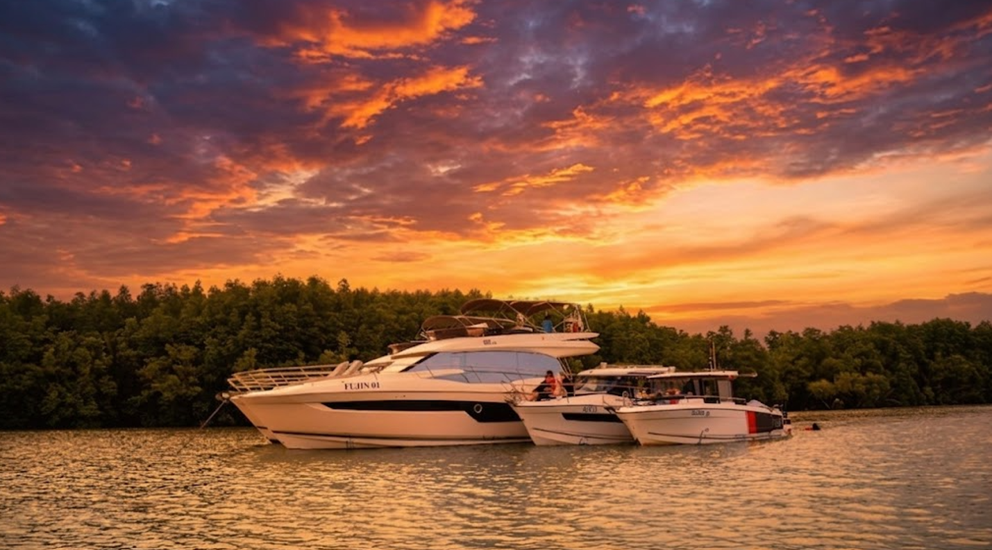 hoàng hôn sông Saigon - tour du thuyền Vietyacht Plus